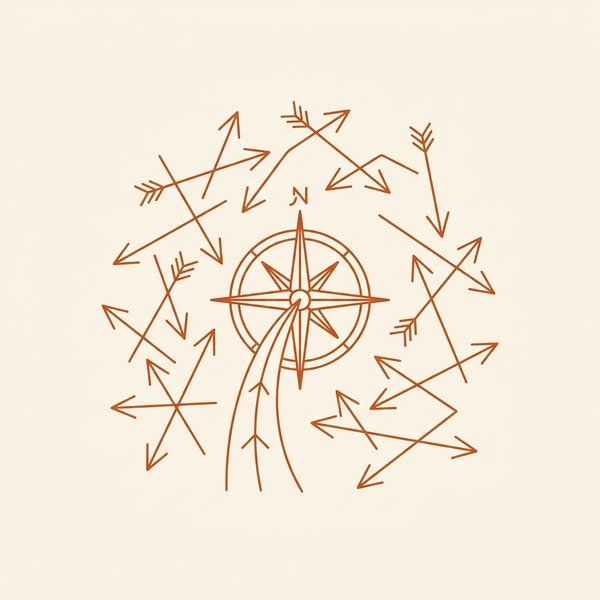 Illustration of a compass finding one clear path